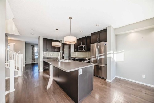 64 Copperstone Gardens Se, Calgary, AB - Indoor Photo Showing Kitchen With Stainless Steel Kitchen With Double Sink With Upgraded Kitchen