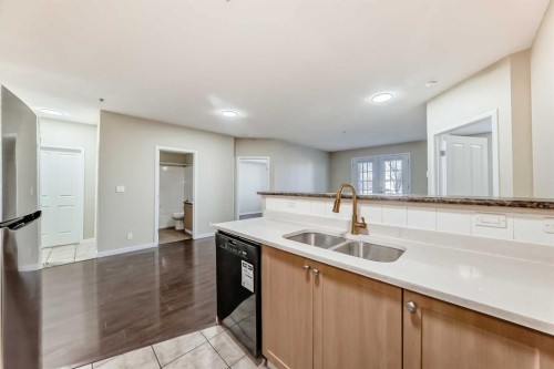 1114-333 Taravista Drive Ne, Calgary, AB - Indoor Photo Showing Kitchen With Double Sink