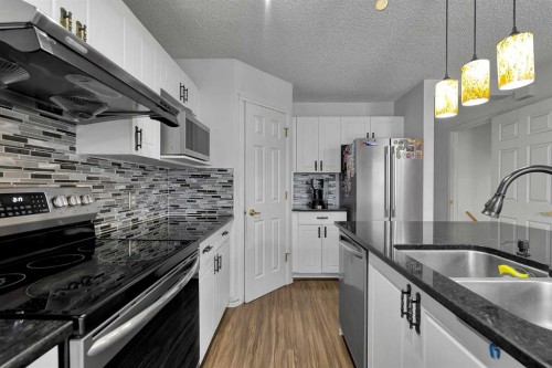 298 Taravista Street Ne, Calgary, AB - Indoor Photo Showing Kitchen With Stainless Steel Kitchen With Double Sink With Upgraded Kitchen