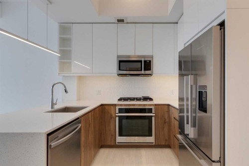 906-327 9A Street Nw, Calgary, AB - Indoor Photo Showing Kitchen With Stainless Steel Kitchen With Upgraded Kitchen