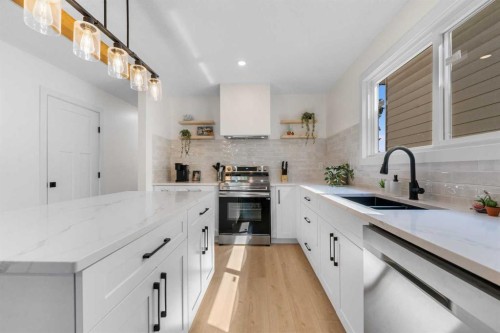 966 Berkley Drive Nw, Calgary, AB - Indoor Photo Showing Kitchen With Double Sink With Upgraded Kitchen