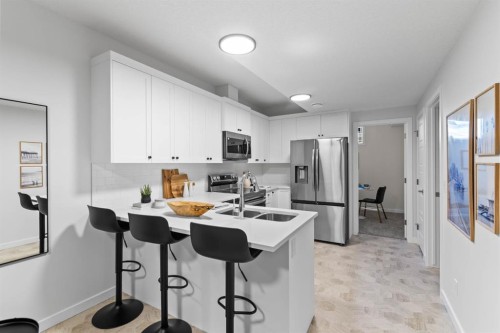 149 Lewiston Street Ne, Calgary, AB - Indoor Photo Showing Kitchen With Double Sink