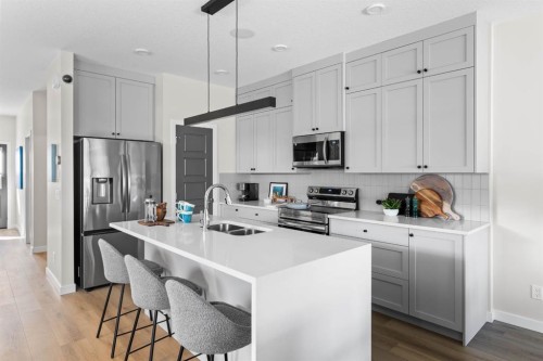 149 Lewiston Street Ne, Calgary, AB - Indoor Photo Showing Kitchen With Double Sink With Upgraded Kitchen