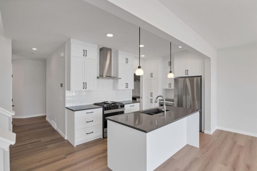 72 Lewiston Drive Ne, Calgary, AB - Indoor Photo Showing Kitchen With Upgraded Kitchen