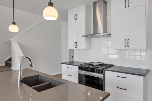 72 Lewiston Drive Ne, Calgary, AB - Indoor Photo Showing Kitchen With Double Sink With Upgraded Kitchen