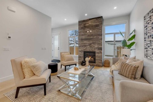 6416 34 Avenue Nw, Calgary, AB - Indoor Photo Showing Living Room With Fireplace