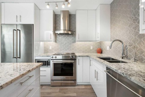 105-220 26 Avenue Sw, Calgary, AB - Indoor Photo Showing Kitchen With Double Sink With Upgraded Kitchen