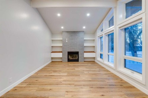 3416 Lane Crescent Sw, Calgary, AB - Indoor With Fireplace