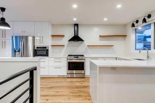 3416 Lane Crescent Sw, Calgary, AB - Indoor Photo Showing Kitchen With Stainless Steel Kitchen