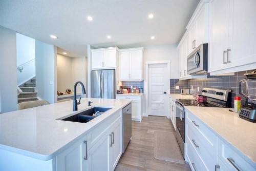 38 Setonstone Green Se, Calgary, AB - Indoor Photo Showing Kitchen With Stainless Steel Kitchen With Double Sink With Upgraded Kitchen
