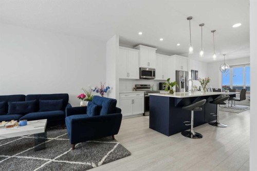 496 Reynolds Avenue Sw, Airdrie, AB - Indoor Photo Showing Kitchen With Upgraded Kitchen