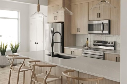 206 Sora Gardens Se, Calgary, AB - Indoor Photo Showing Kitchen With Upgraded Kitchen