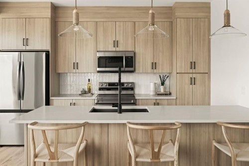 206 Sora Gardens Se, Calgary, AB - Indoor Photo Showing Kitchen With Upgraded Kitchen