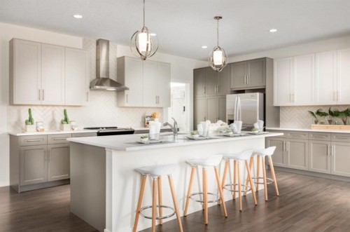63 Creekside Path Sw, Calgary, AB - Indoor Photo Showing Kitchen With Upgraded Kitchen