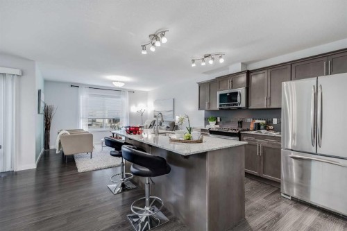 251 Kingsbridge Road Se, Airdrie, AB - Indoor Photo Showing Kitchen With Upgraded Kitchen