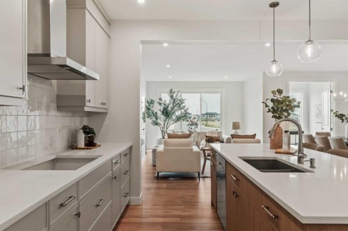 223 Creekstone Circle Sw, Calgary, AB - Indoor Photo Showing Kitchen With Double Sink With Upgraded Kitchen