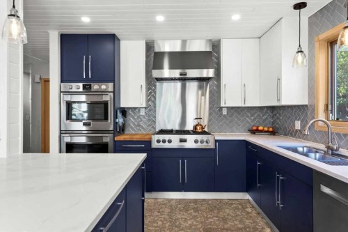 75 Hawkside Close Nw, Calgary, AB - Indoor Photo Showing Kitchen With Stainless Steel Kitchen With Upgraded Kitchen