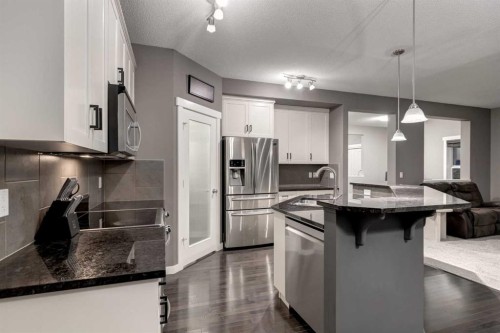106 Silverado Skies Drive Sw, Calgary, AB - Indoor Photo Showing Kitchen With Upgraded Kitchen