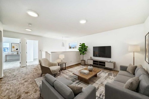 115 Mercado Crescent Se, Calgary, AB - Indoor Photo Showing Living Room