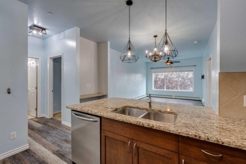 2203-4 Kingsland Close Se, Airdrie, AB - Indoor Photo Showing Kitchen With Double Sink