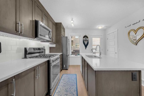 304-474 Seton Circle Se, Calgary, AB - Indoor Photo Showing Kitchen With Double Sink