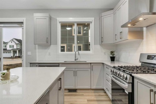 124 Cityside Crescent Ne, Calgary, AB - Indoor Photo Showing Kitchen With Upgraded Kitchen