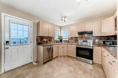 79 Saddlebrook Common Ne, Calgary, AB - Indoor Photo Showing Kitchen With Double Sink