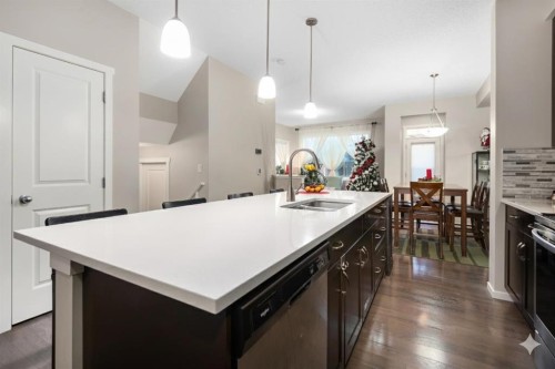 802 Walden Drive Se, Calgary, AB - Indoor Photo Showing Kitchen With Double Sink With Upgraded Kitchen