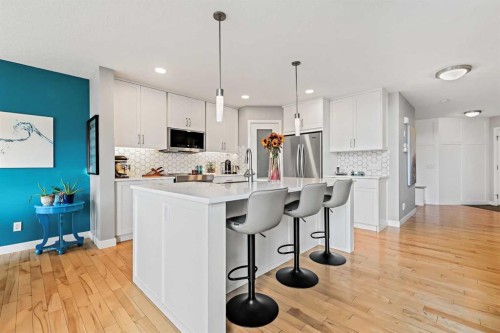 92 Cranwell Green Se, Calgary, AB - Indoor Photo Showing Kitchen With Stainless Steel Kitchen With Upgraded Kitchen