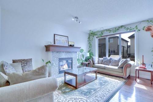 21 Saddlelake Gardens Ne, Calgary, AB - Indoor Photo Showing Living Room With Fireplace