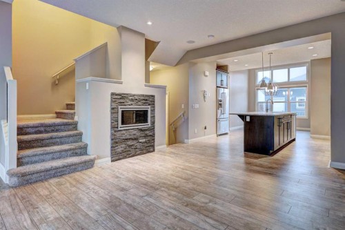70 Masters Crescent Se, Calgary, AB - Indoor With Fireplace