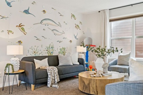 82 Ridge View Place, Cochrane, AB - Indoor Photo Showing Living Room