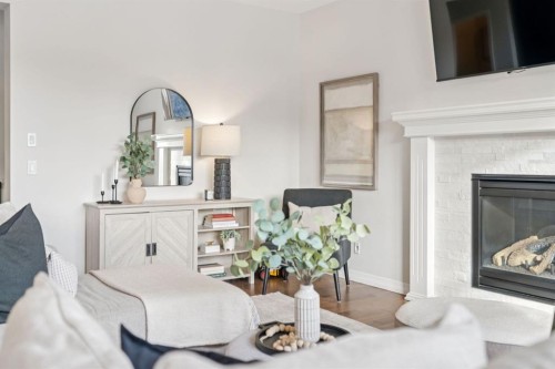 82 Ridge View Place, Cochrane, AB - Indoor With Fireplace