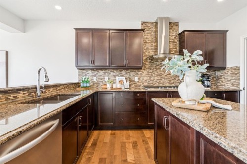 82 Ridge View Place, Cochrane, AB - Indoor Photo Showing Kitchen With Double Sink