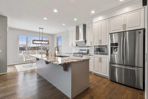 1464 Livingston Way Ne, Calgary, AB - Indoor Photo Showing Kitchen With Stainless Steel Kitchen With Upgraded Kitchen
