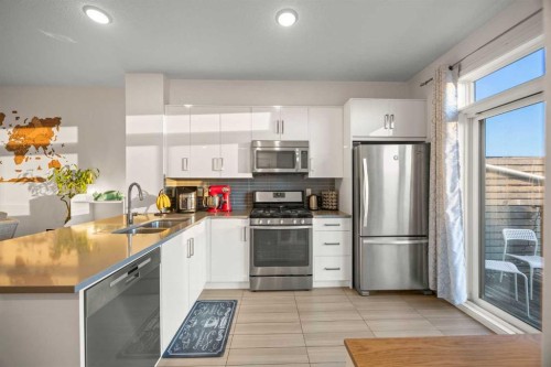 87 Walden Path Se, Calgary, AB - Indoor Photo Showing Kitchen With Double Sink