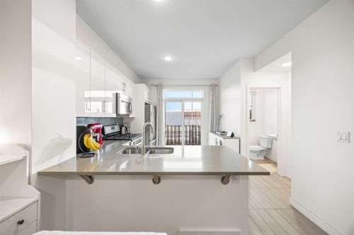 87 Walden Path Se, Calgary, AB - Indoor Photo Showing Kitchen With Double Sink