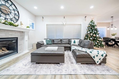 42 Copperfield Point Se, Calgary, AB - Indoor Photo Showing Living Room With Fireplace