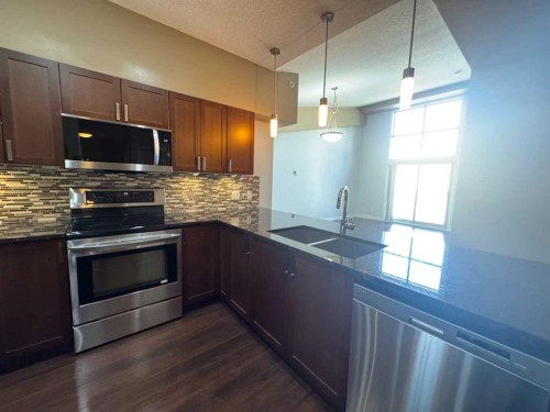 528-4303 1 Street Ne, Calgary, AB - Indoor Photo Showing Kitchen With Double Sink With Upgraded Kitchen