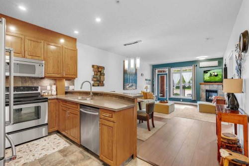 101-8 Hemlock Crescent Sw, Calgary, AB - Indoor Photo Showing Kitchen With Double Sink