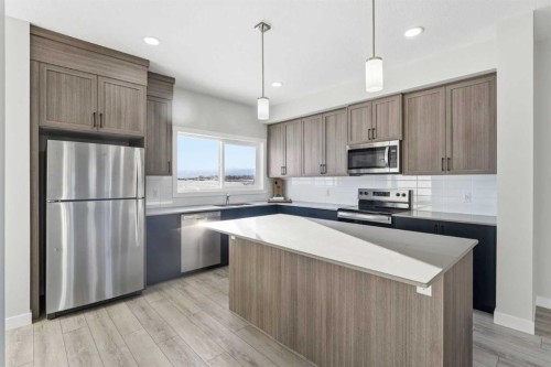 313 Cobblestone Gate Sw, Airdrie, AB - Indoor Photo Showing Kitchen With Upgraded Kitchen
