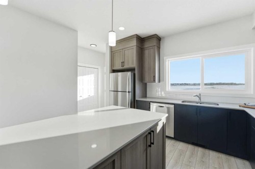 313 Cobblestone Gate Sw, Airdrie, AB - Indoor Photo Showing Kitchen With Double Sink With Upgraded Kitchen