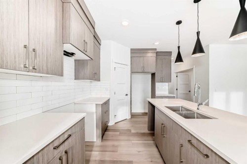 1149 Iron Ridge Avenue, Crossfield, AB - Indoor Photo Showing Kitchen With Double Sink