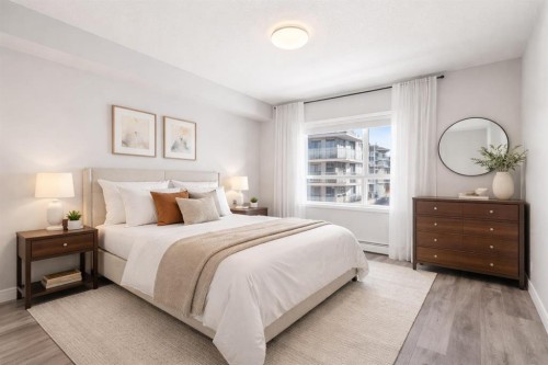 302-200 Harvest Hills Place Ne, Calgary, AB - Indoor Photo Showing Bedroom
