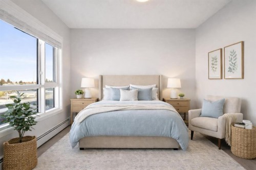 302-200 Harvest Hills Place Ne, Calgary, AB - Indoor Photo Showing Bedroom