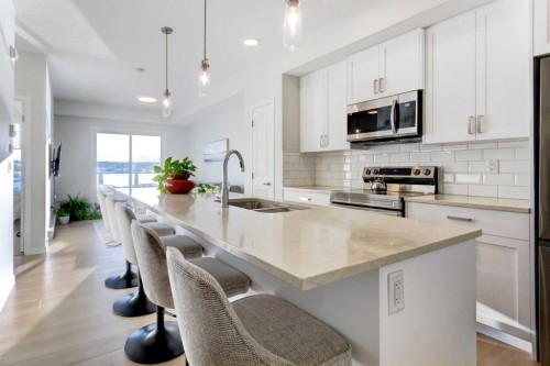 2307-42 Cranbrook Gardens Se, Calgary, AB - Indoor Photo Showing Kitchen With Double Sink With Upgraded Kitchen