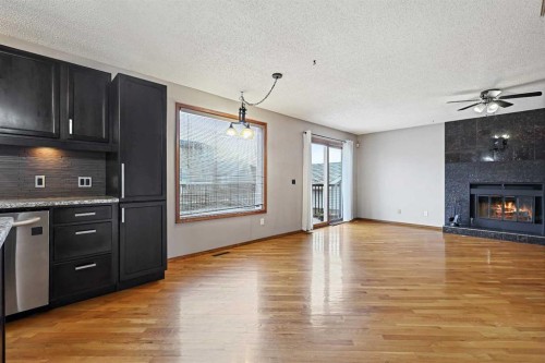 128 Ventura Way Ne, Calgary, AB - Indoor Photo Showing Kitchen With Fireplace