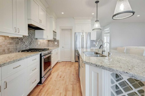 1410 26A Street Sw, Calgary, AB - Indoor Photo Showing Kitchen With Stainless Steel Kitchen With Double Sink With Upgraded Kitchen