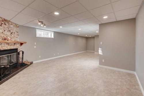 191 West Springs Close Sw, Calgary, AB - Indoor Photo Showing Basement With Fireplace