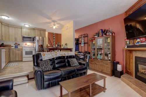 136 Templeby Place Ne, Calgary, AB - Indoor Photo Showing Living Room With Fireplace
